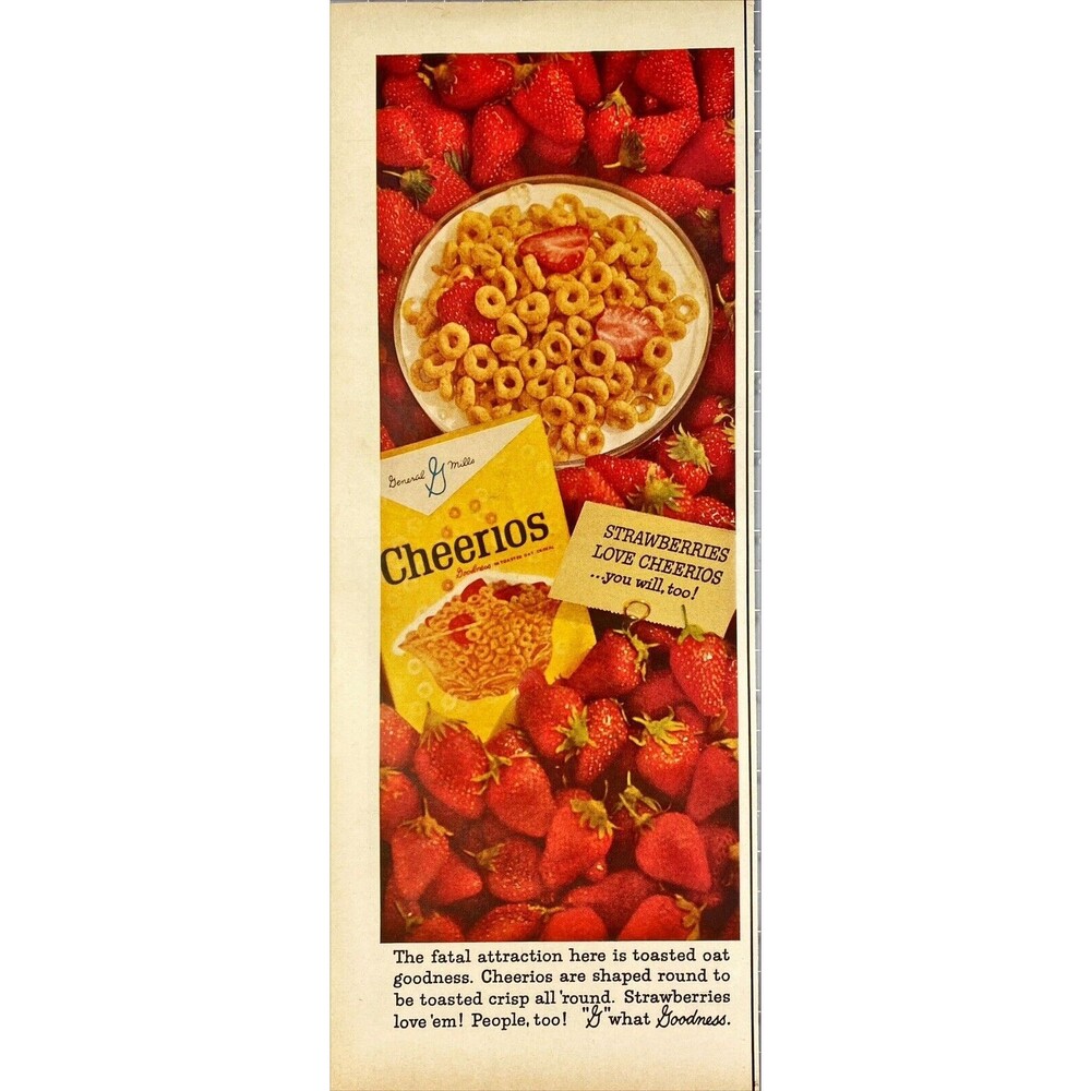 General Mills Cheerios "G" "What Goodness" Vintage Print Ad 1963
